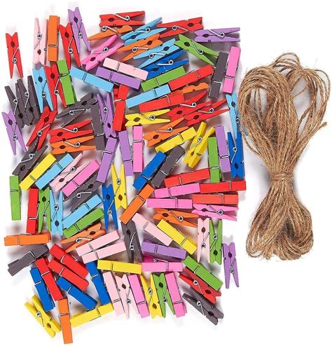 35 Inch Mini Clothes Pins for Photo100 Pcs with 32 Feet Jute TwineMini Clothes Pins for Crafts,Wooden Small Clothes. . Clothespins amazon
